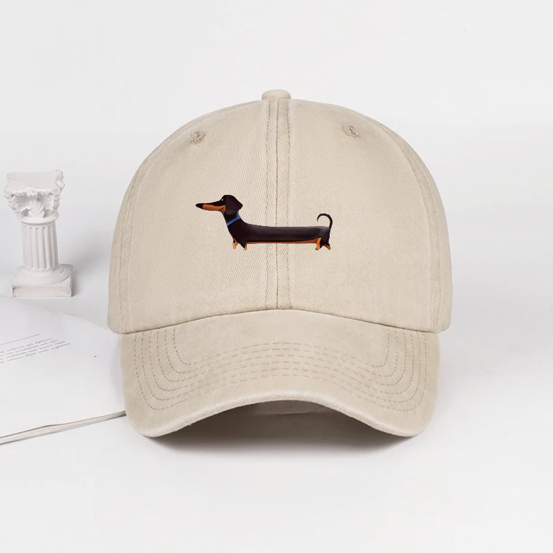 Retro Dachshund Print Baseball Cap - Adorable Dog-Themed Style for Outdoor Walks & Pet Gatherings