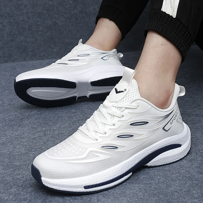 

2023 Spring Mesh Lace Up Thick Sneakers Men Casual Outdoor Non-slip Comfortable Soft Bottom Breathable Versatile Men Shoes