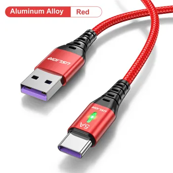 USLION 삼성 USB C타입 고속 충전 케이블, 샤오미 12 레드 1M 데이터 충전기 케이블, 5A
