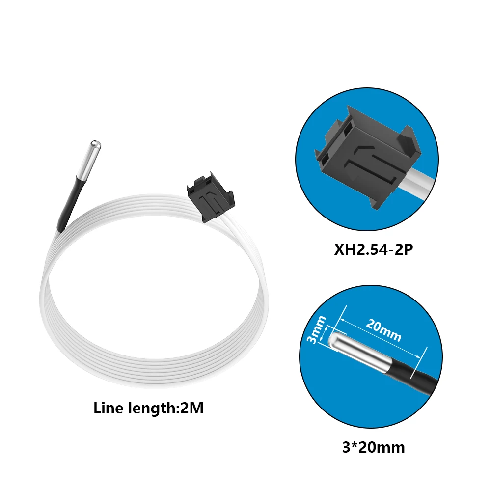 HT-NTC100K 3D Printer Thermistor Temperature Sensor for High Temperature Filament B3950 Thermistor For 1M 2M XH2.54-2P