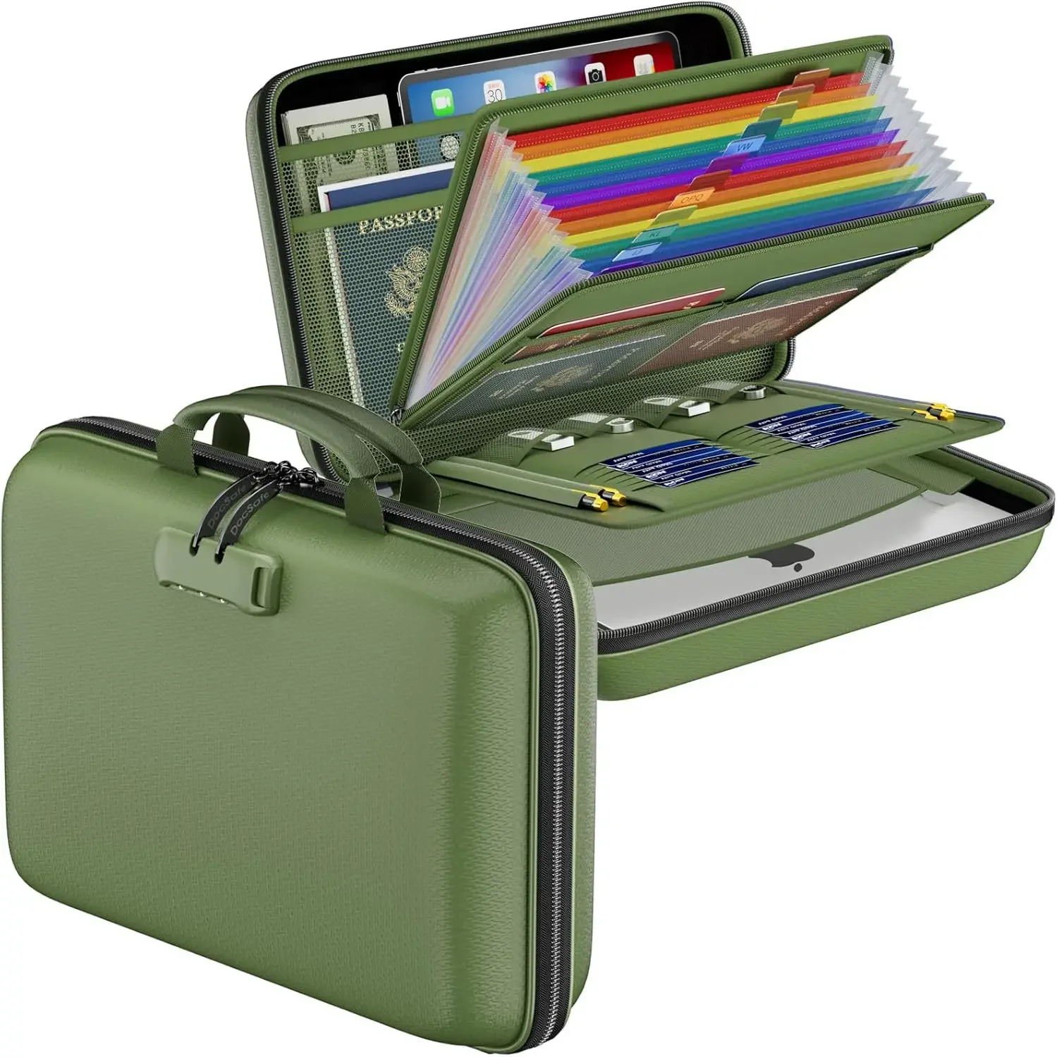 Fireproof Waterproof Document Bag Portable Hard Case for Certificates Passports Gun Safe - 6
