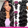 Body Wave Human Hair Bundles With Closure 4x4/5x5 Closure Human Hair 100% Raw Human Hair Weave Extensions 2X6 Middle Part Lace 1