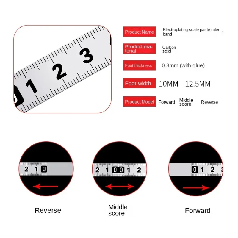 Self-Adhesive Measuring Tape Stainless Steel Workbench Ruler Adhesive Backed Tape Measure Metric Scale Rust-Proof Durable Ruler For Tape Measure