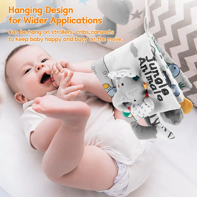Soft Baby Books 3D Touch Feel High Contrast Cloth Book Sensory Early Learning Stroller Toys for Infant Toddler Gifts 0-12 Months - Bilde 6