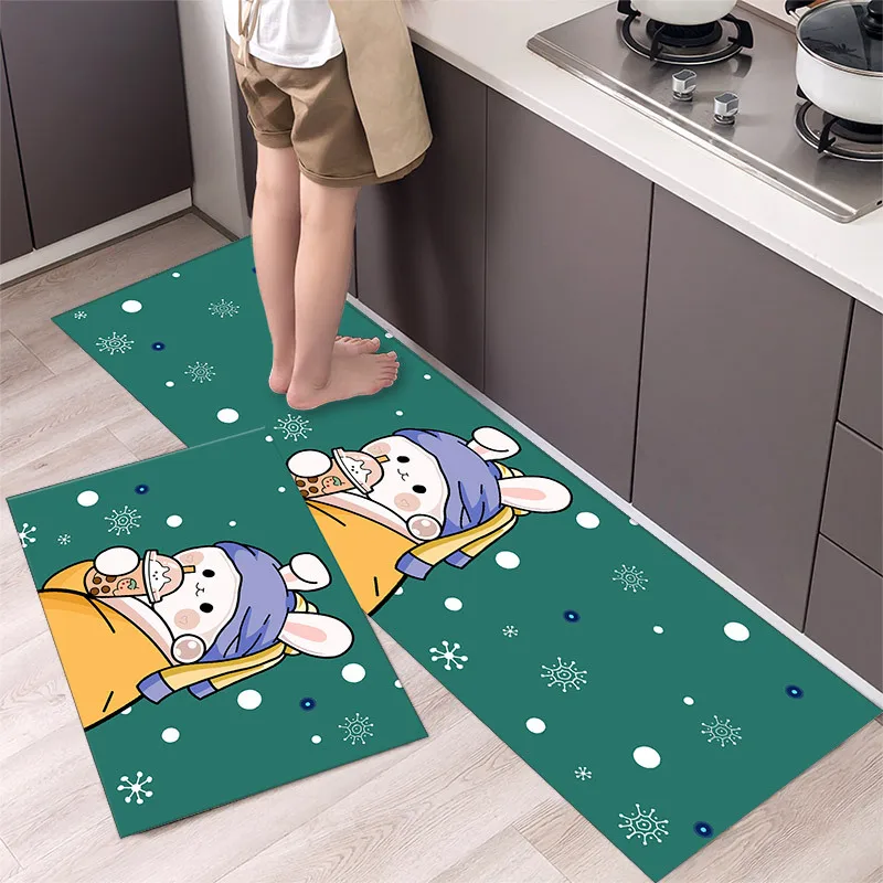 Alfombra de cocina antideslizante moderna para el hogar, alfombra suave de dibujos animados simple a la moda, alfombra de baño de tira larga, felpudo de entrada lavable y duradero