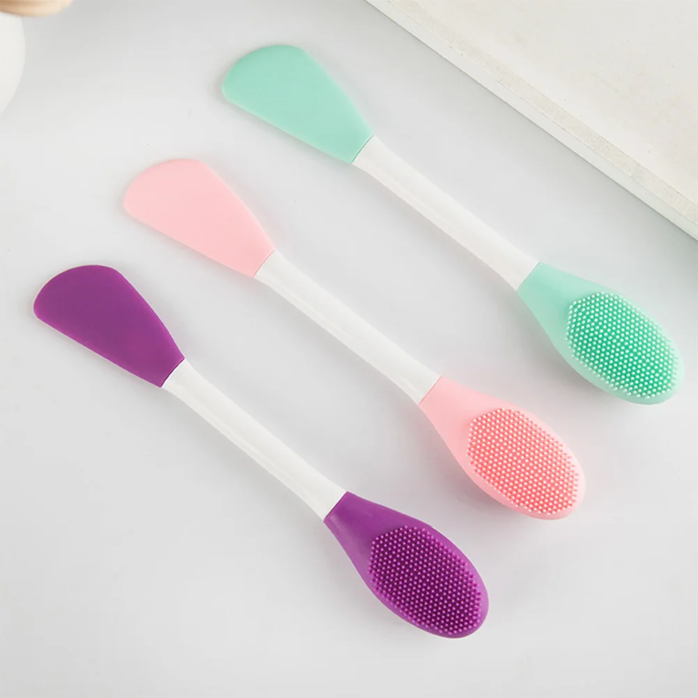 

3PCS Cleansing Brush Applicator Brush Double Handhold Silicone Cleaning System for Home Travel Skin Care Tool ( Mint Green,,