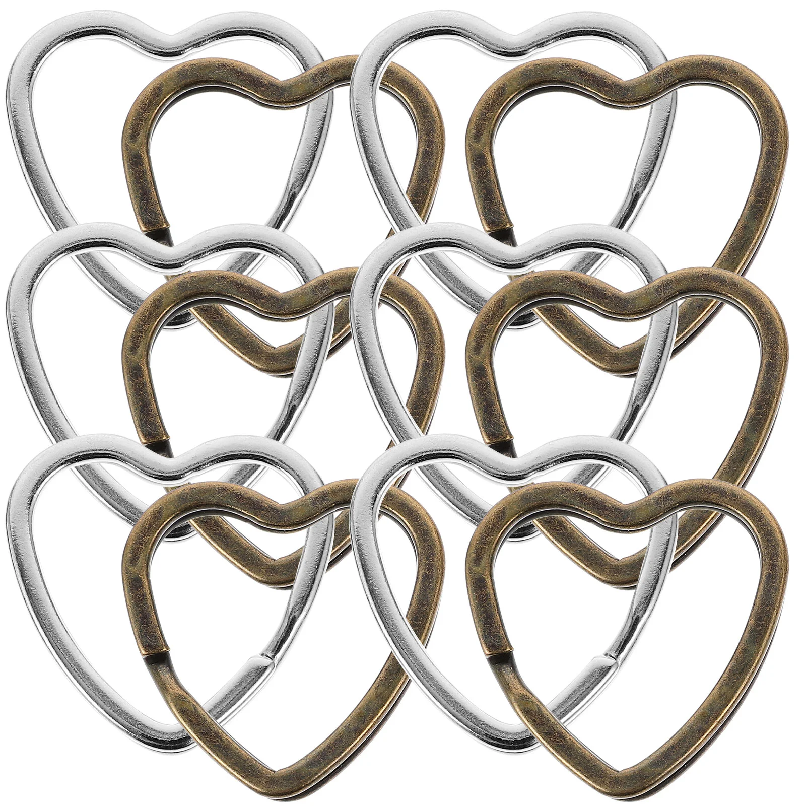 40Pcs Retro Style Heart Shape Key Rings Handcrafted Split Rings