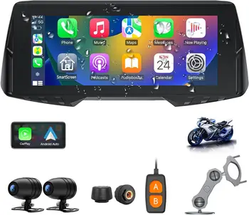 Spedal CL876 6.86 Inch Motorcycle CarPlay GPS 1080P Dual Cameras Loop Recording Tire Pressure Monitoring