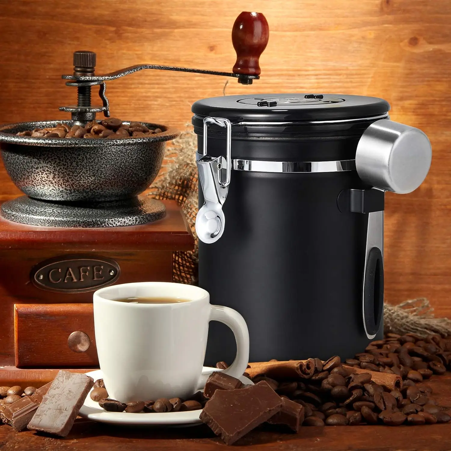 1 Set Airtight Coffee Container with Spoon 1