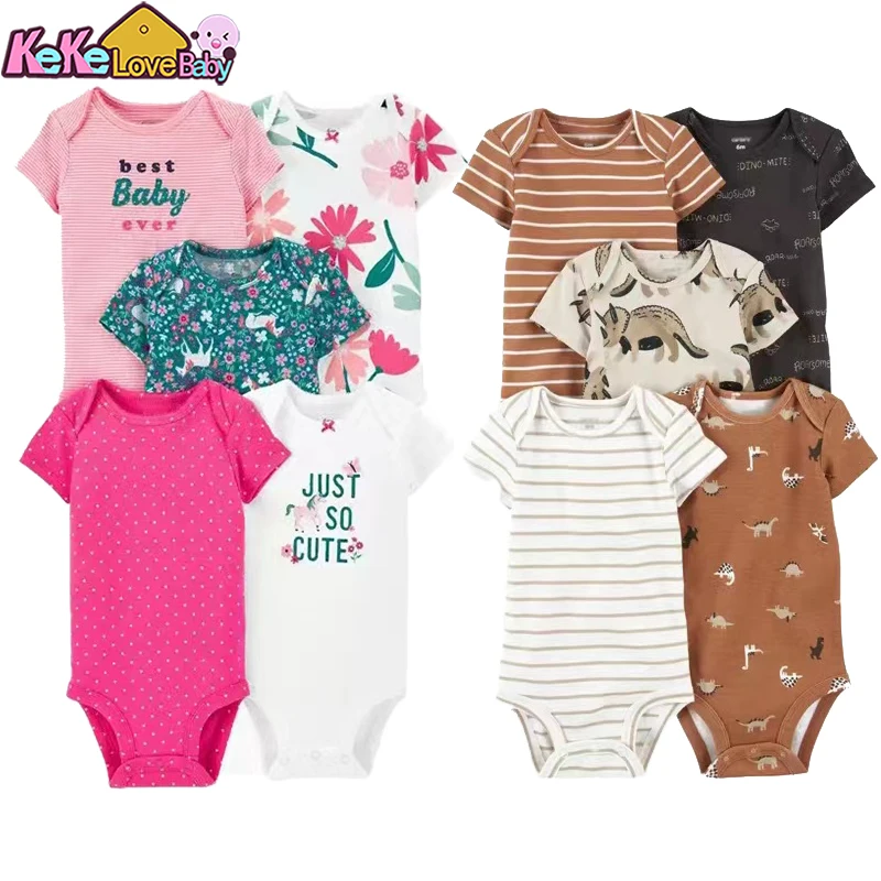 

5PCS/Lot Summer Baby Bodysuits Cotton Short Sleeves Newborn Boy Clothes Infant 6-24 Month Cute Girl Clothing Jumpsuits Outfit