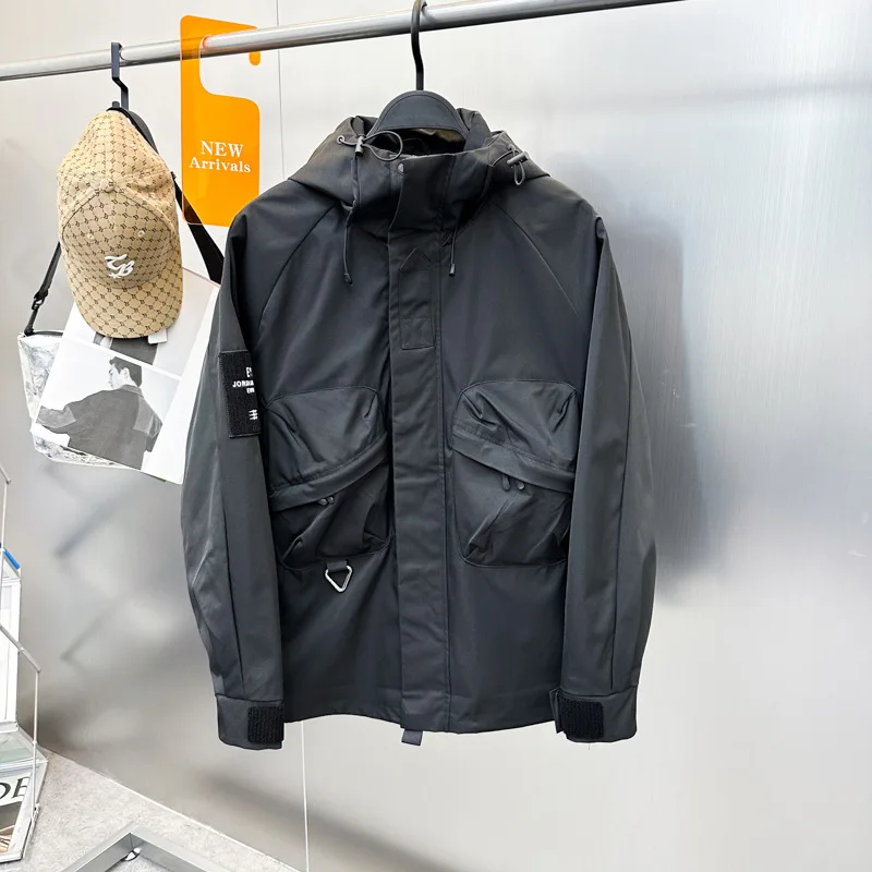 thumbnail image 1 of Abrigo de otoño e invierno para hombre, chaqueta de sprint gruesa con capucha y manga larga para exteriores con tres defensas para parejas, 1 of 5