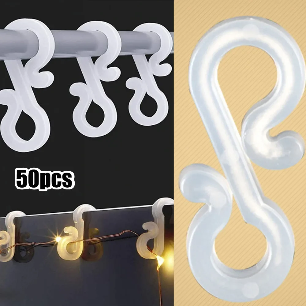 Plastic Gutter Hooks Clips 50 pcs For Outdoor Christmas Icicle Fairy Lights Clips Outside Wedding Securing Lights Hook Decor