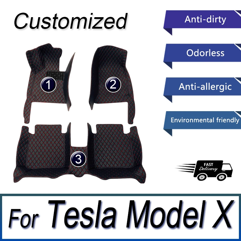 

Car Floor Mats For Tesla Model X 2016~2022 6 seat Second Row No Handrails Anti-dirt pad Interior Parts floor Pad Car Accessories