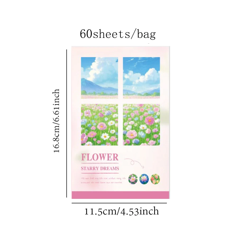 Mr Paper, 60sheets/bag Starry Dreams Floating Light Series Material Paper stationary notebook stationery office accessories