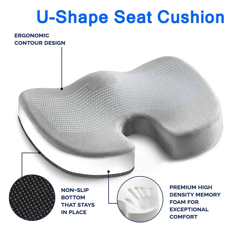 PharMeDoc High Density Memory Foam Lumbar Support Cushion for Office Chair  & Car Seat - Orthopedic & Ergonomic Pillow Design