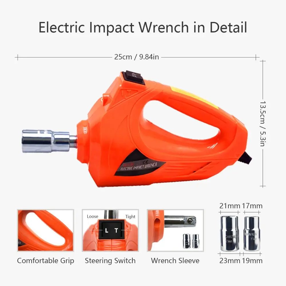 2 in 1 Electric Car Jack 155-530mm 5T Emergency Lifting Tool Car Repair Tool Electric Hydraulic Jack With Wrench
