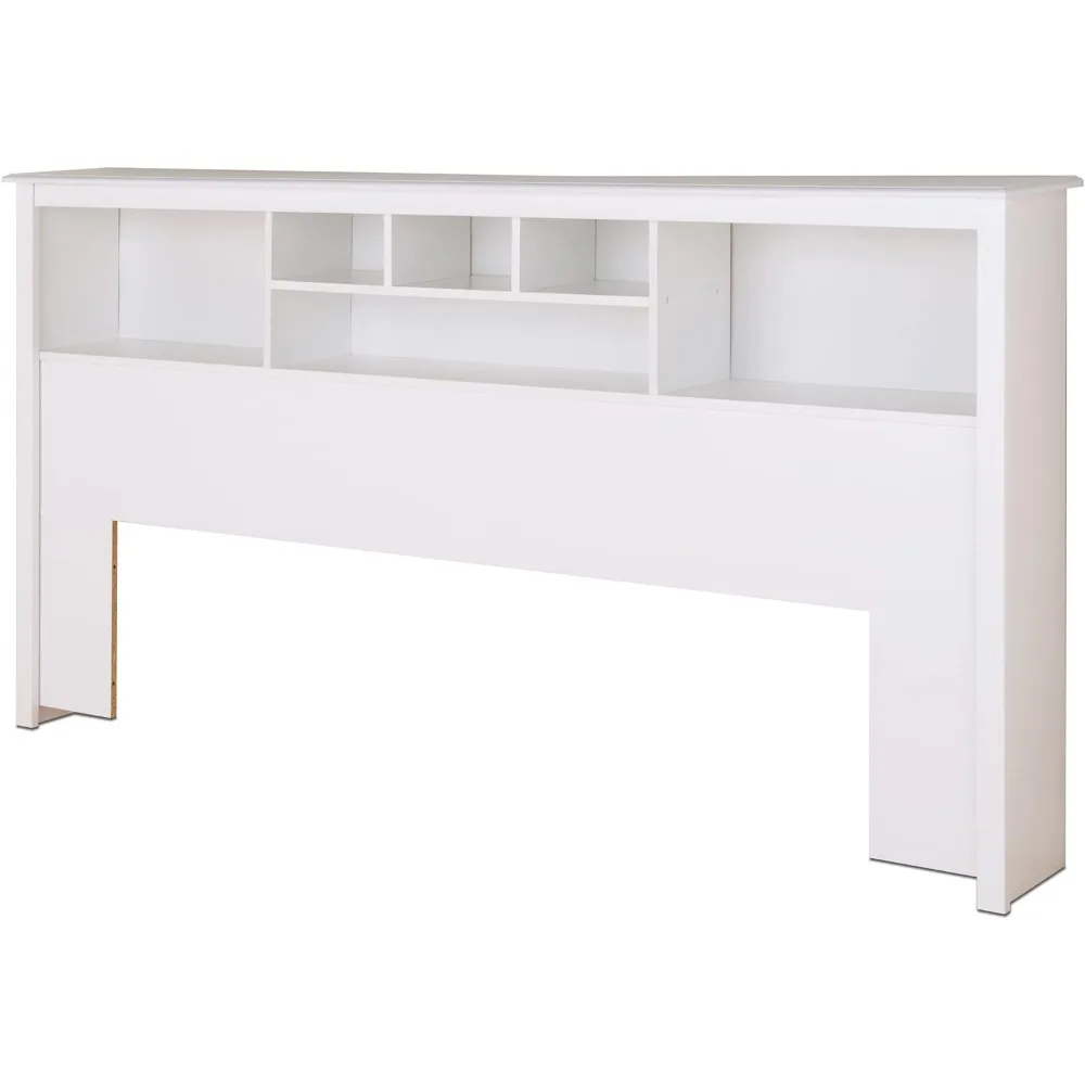 King Size Bed Headboard: Stylish White King Headboard with Bookcase for Size Beds