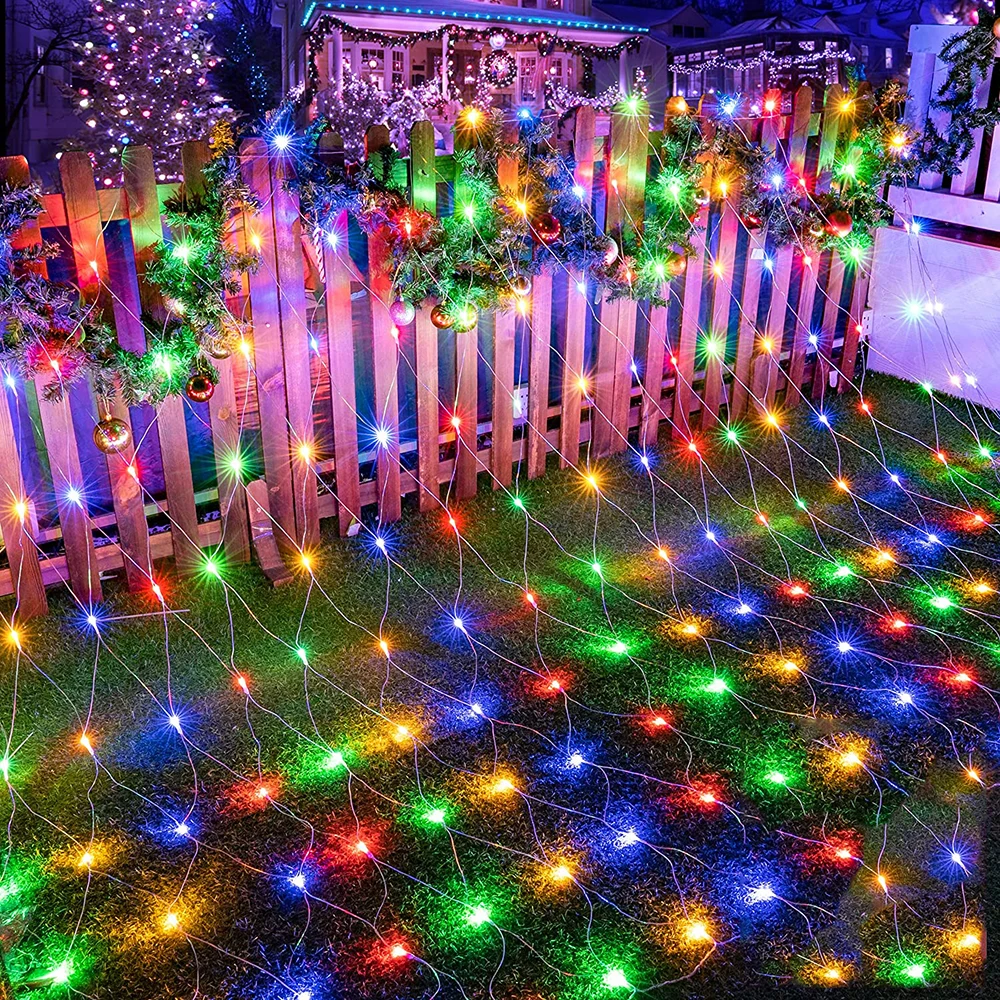 1.5x1.5M 3x2M Christmas Net Light Mesh Fairy String Lights Garden Outdoor Curtain Net Lights for Holiday Party Window Decoration 2m 3m led net lights 220v wedding decoration christmas fairy string light outdoor holiday festival multi outdoor garden lamp