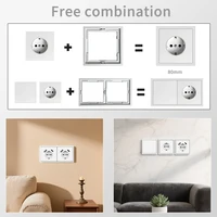 80x80mm EU Power Socket – Built-in USB-C Fast Charging Ports, 16A 250V, Single/Double Gang Light Switch, Flush Mount Black Plate 3