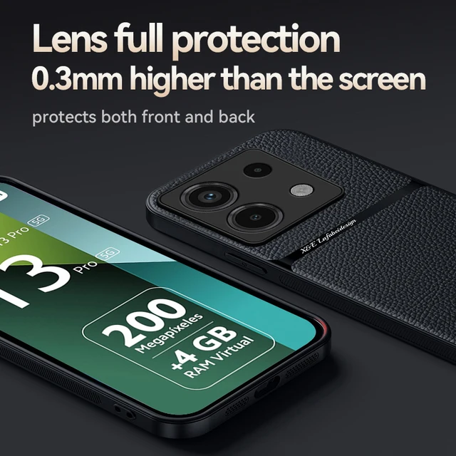 스타일리시하고 보호적인 가죽 마그네틱 케이스로 Redmi 노트 디바이스를 보호하세요.