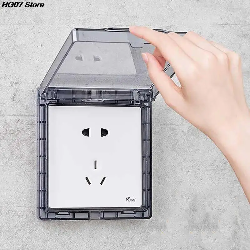 Socket Protection Cover 86 Type Self-Adhesive Thicken Wall Socket Waterproof Box Electric Plug Cover Bathroom Wall Switch Protection Cover Socket Splash