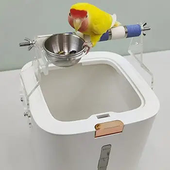D0AD Parrots Toilet Stand Easy Cleaning Removable Bucket Climbing Grinding Perch for Small to Large Bird Parakeets Cockatiels