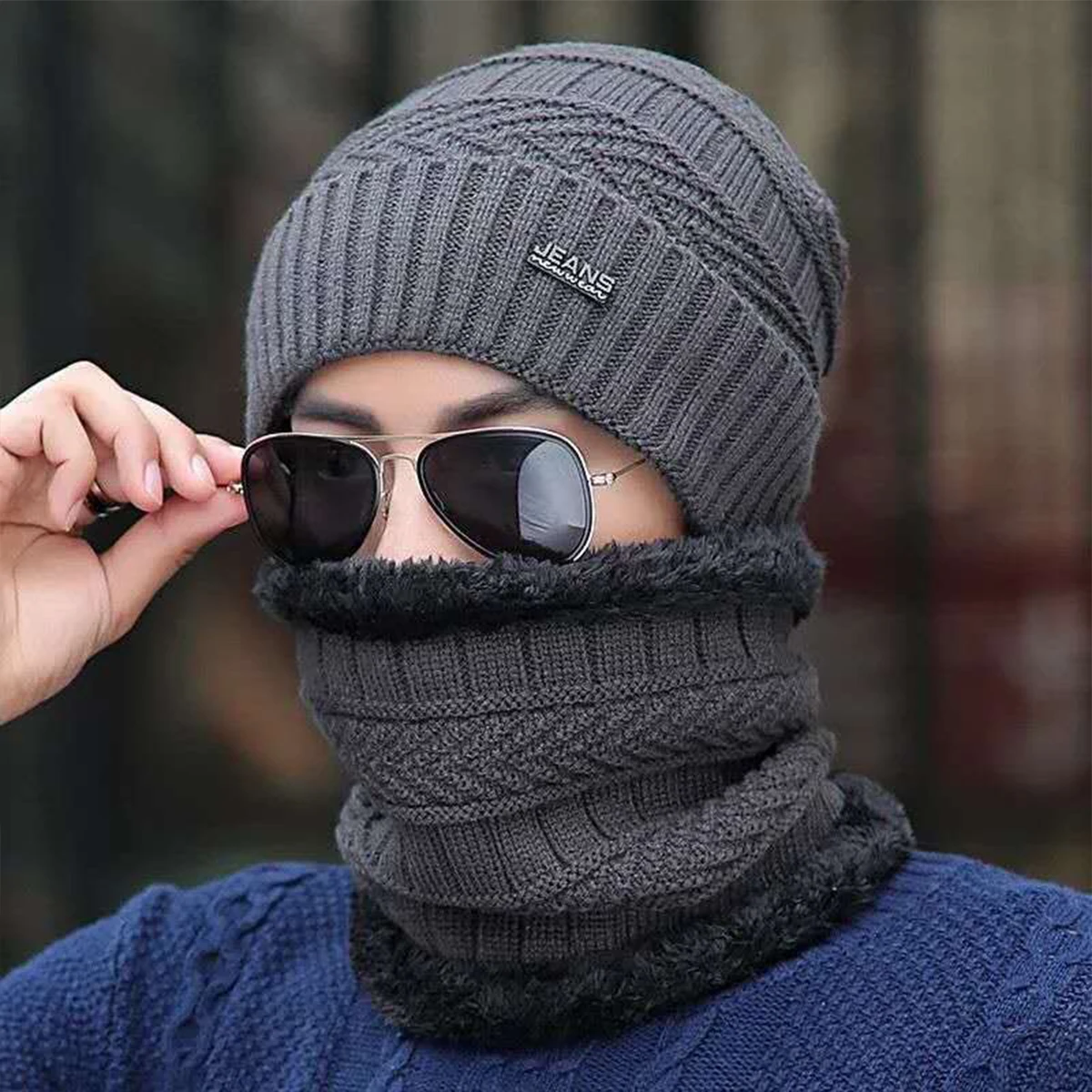 Winter Balaclava Women Knitted Hat Scarf Caps Neck Warmer Winter Hats For Men Women Skullies Beanies Warm Fleece Cap gorras