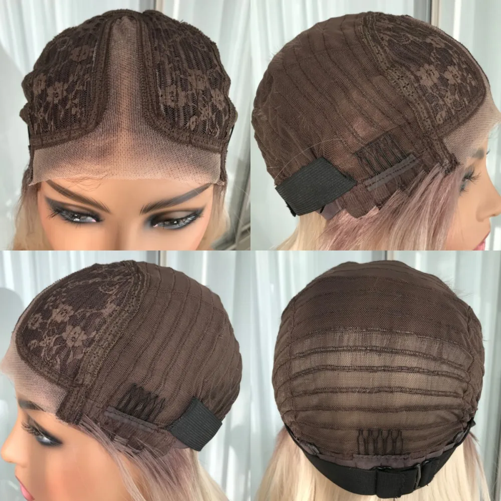 Highlight Blonde Wear and Go Glueless Wig Synthetic Lace Front Wigs for Women Short Bob 14inch Lace Front Wig Daily Use