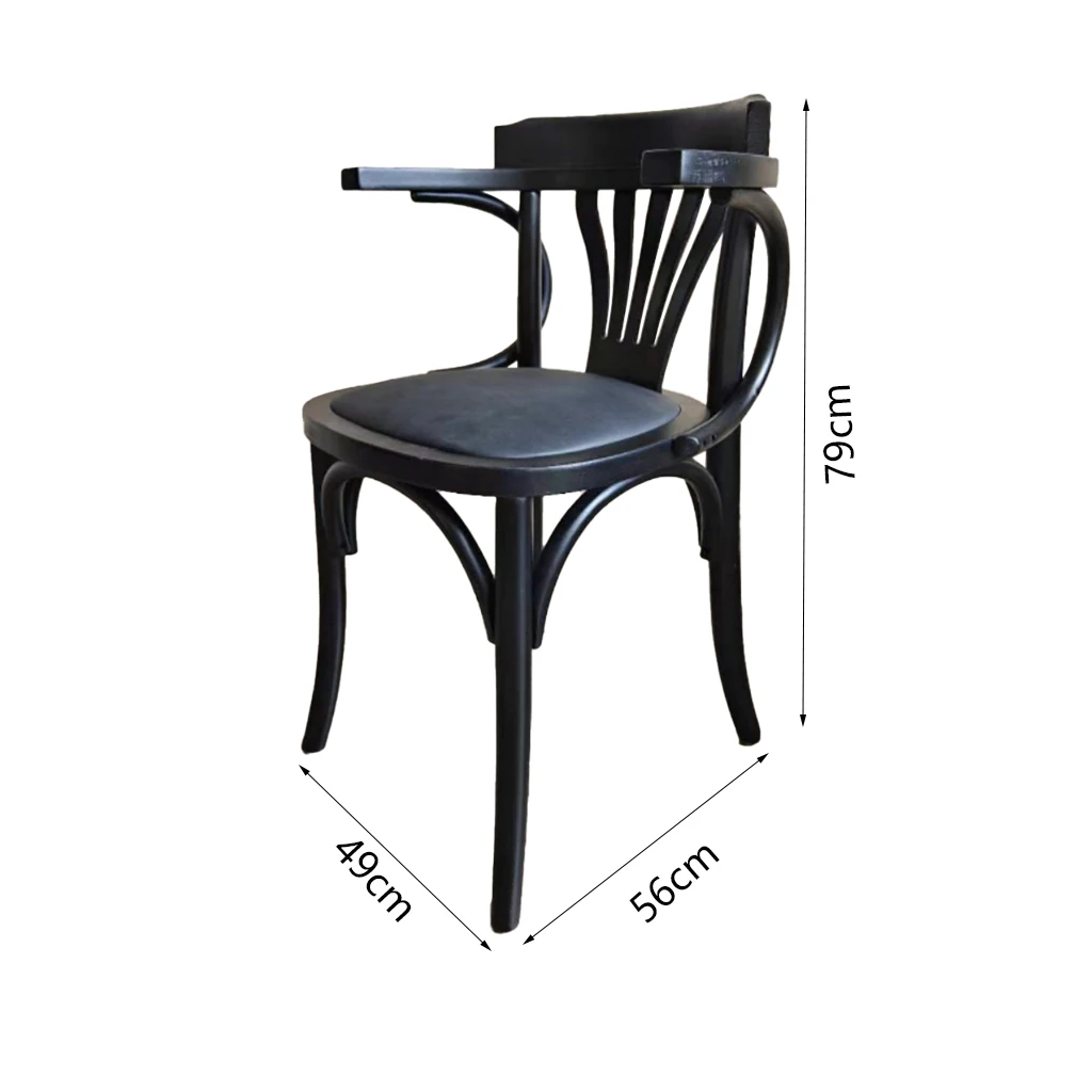 Vintage Cafe Arm Chair Modern Dining Room Coffee Shop Indoor Outdoor PU Wood Material Restaurant Hotel