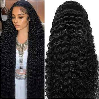 38 40 Inch Deep Wave 13x6 5x5 Lace Front Human Hair Wigs 200% Density Remy 360 Full Lace Frontal Wig Pre Plucked For Black Women 1