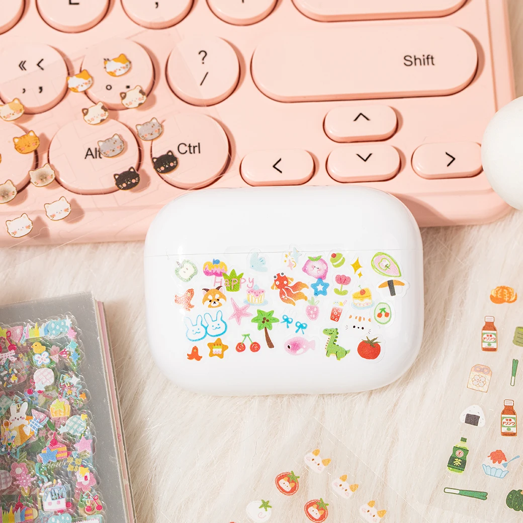 30 시트/책 DIY Scrapbooking 저널 전화 케이스 노트북 장식 네일 아트 워터 데칼에 대한 미니 귀여운 네일 스티커