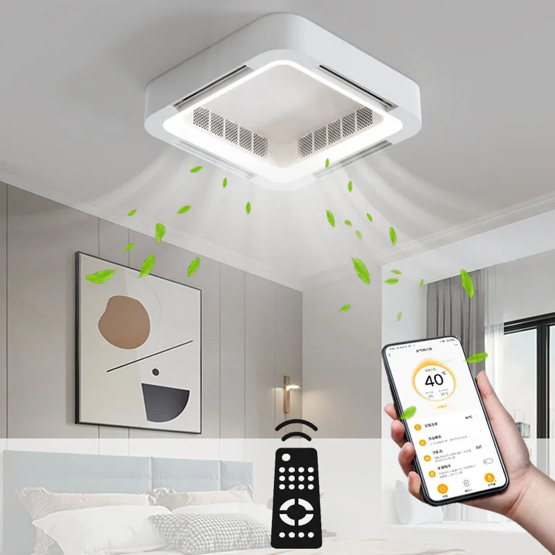 Invisible Bladeless Ceiling Fan Light Remote Control Fan Lamp Without Blades DC LED Circulator Decoration Bedroom Living Room