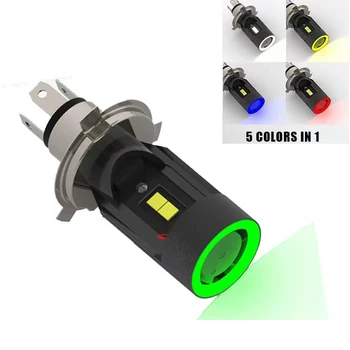 플러그 앤 플레이 LED H4 자동차 헤드라이트 하이 로우 빔 HS1 P43T 오토바이 자동 스쿠터 라이트 엔젤 아이 블루 화이트 6000K 12 24V, 30W, 3200lm