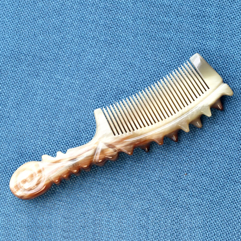 Natural White Buffalo Horn Combs Anti-Static Comb Hair Massage Comb Brushs with Pouch Bag 2