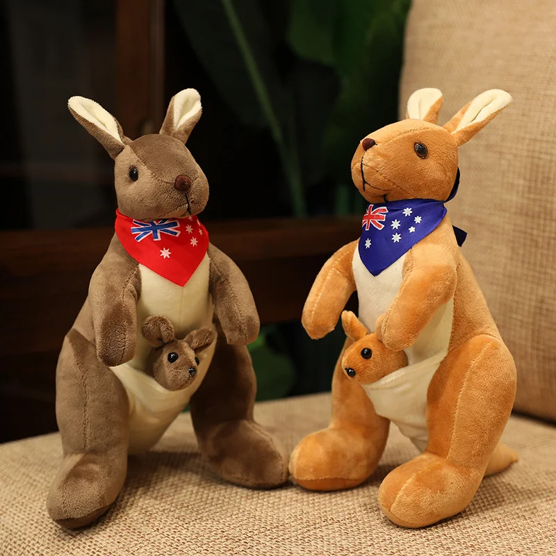 Lovely Mother & Child Kangaroo Plush Toys Plushie Pillow Big Size Stuffed Dolls For Baby Room Decor Birthday Christmas Gifts