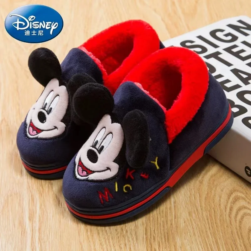 Baby shoes kids shoes Disney winter baby boy girl cotton slippers cartoon McQueen Cars Mickey print kid indoor anti-slip home cotton shoes 22/23 24/25