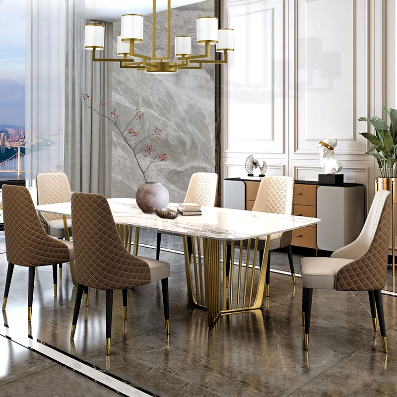 

Nordic Floor Unique Table Chairs Modern Rectangular Mobile Restaurant Tables Marble Space Saving Mesa De Jantar Funiture