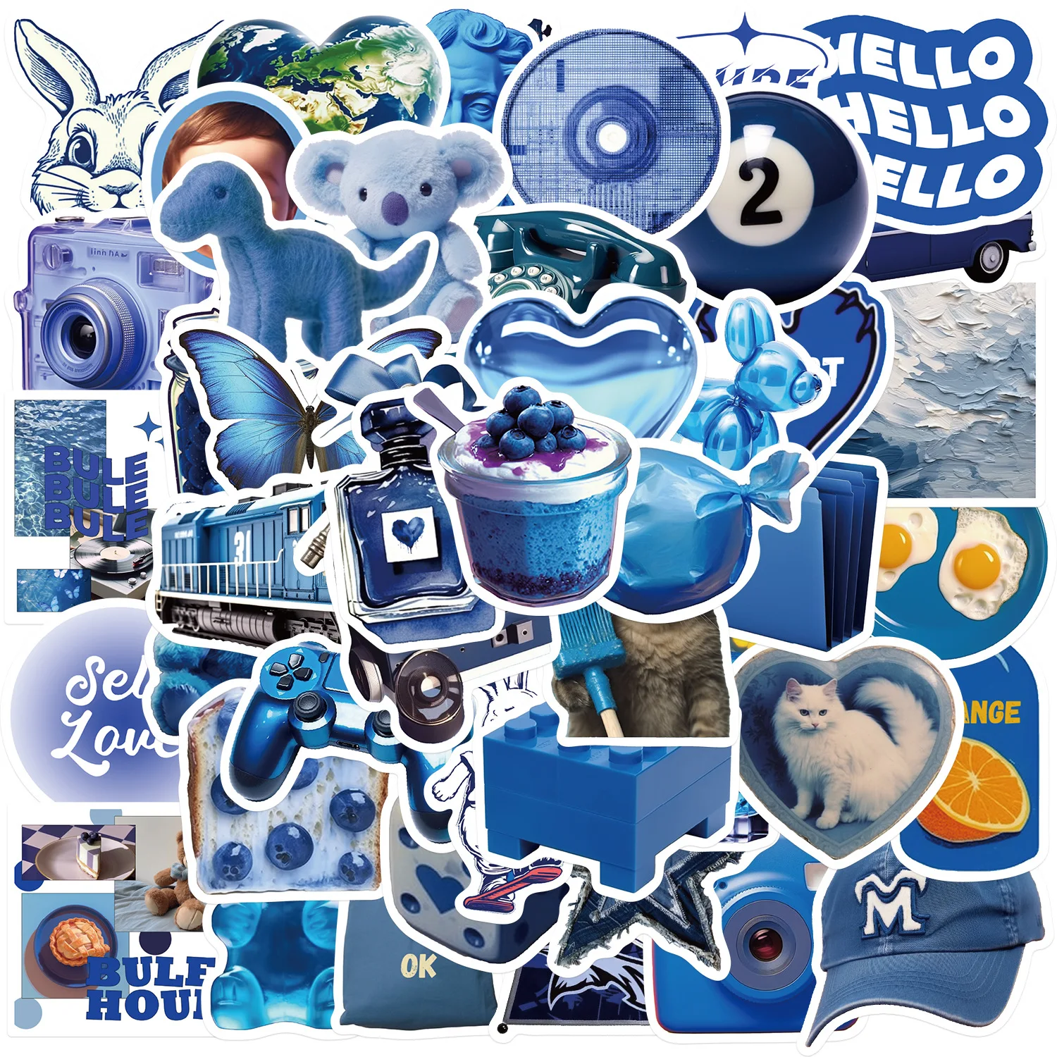 

10/30/50PCS Simple Dark Blue Sticker Aesthetic Ins Style Decorate Album Diary Scrapbooking Stationery Laptop Waterproof Stickers