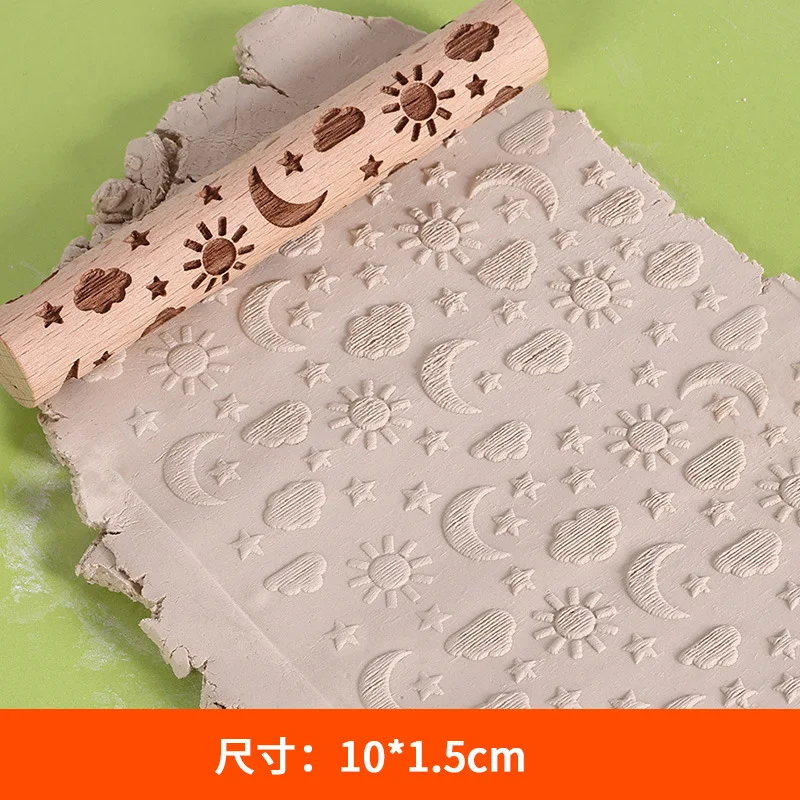 Solid Wood Beech Rolling Pin Clay Tools Pottery Ceramic Texture Wooden Roller Stick Mud Press Printing Mold Art Hobby Tool 10cm