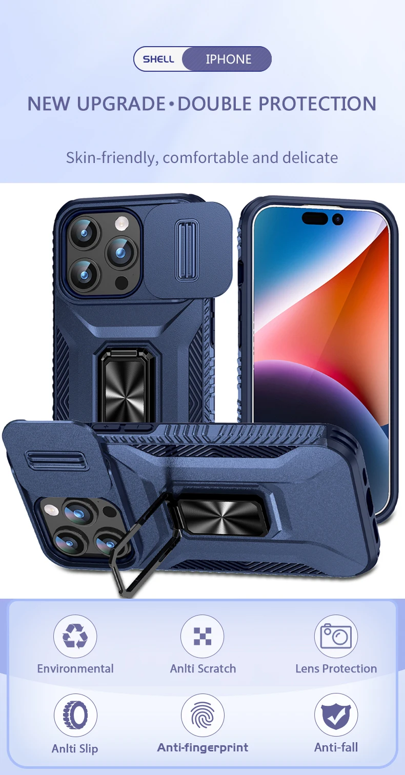 Bananq Slide Push Window Camera Back Case For iPhone 15 14 Plus 13 12 Mini 11 Pro Max Shockproof Magnetic Ring Stand_voghion.com