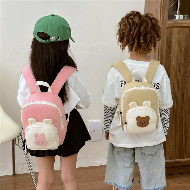 Kawaii Kids Backpack for Girls Boys Cartoon Bear Bunny