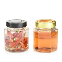 Hexagonal Glass Honey Jars with Gold Covers, Sealed Glass Bottle, Wedding, Birthday Party, Return Gifts, 280ml, 10 Units 1