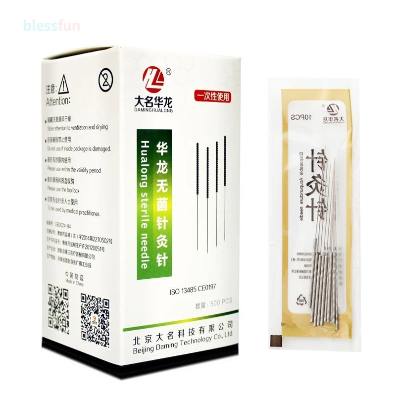 Disposable Acupuncture Needle 500 50*10pcs Korea Flat Handle With Plastic Tube
