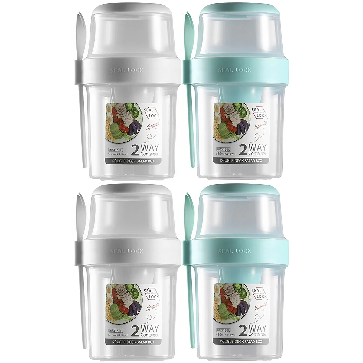 Double-layer Oats Container Breakfast On the Go Cups with Lid and Spoon Portable Yogurt Nut Oatmeal Container Jar for Students