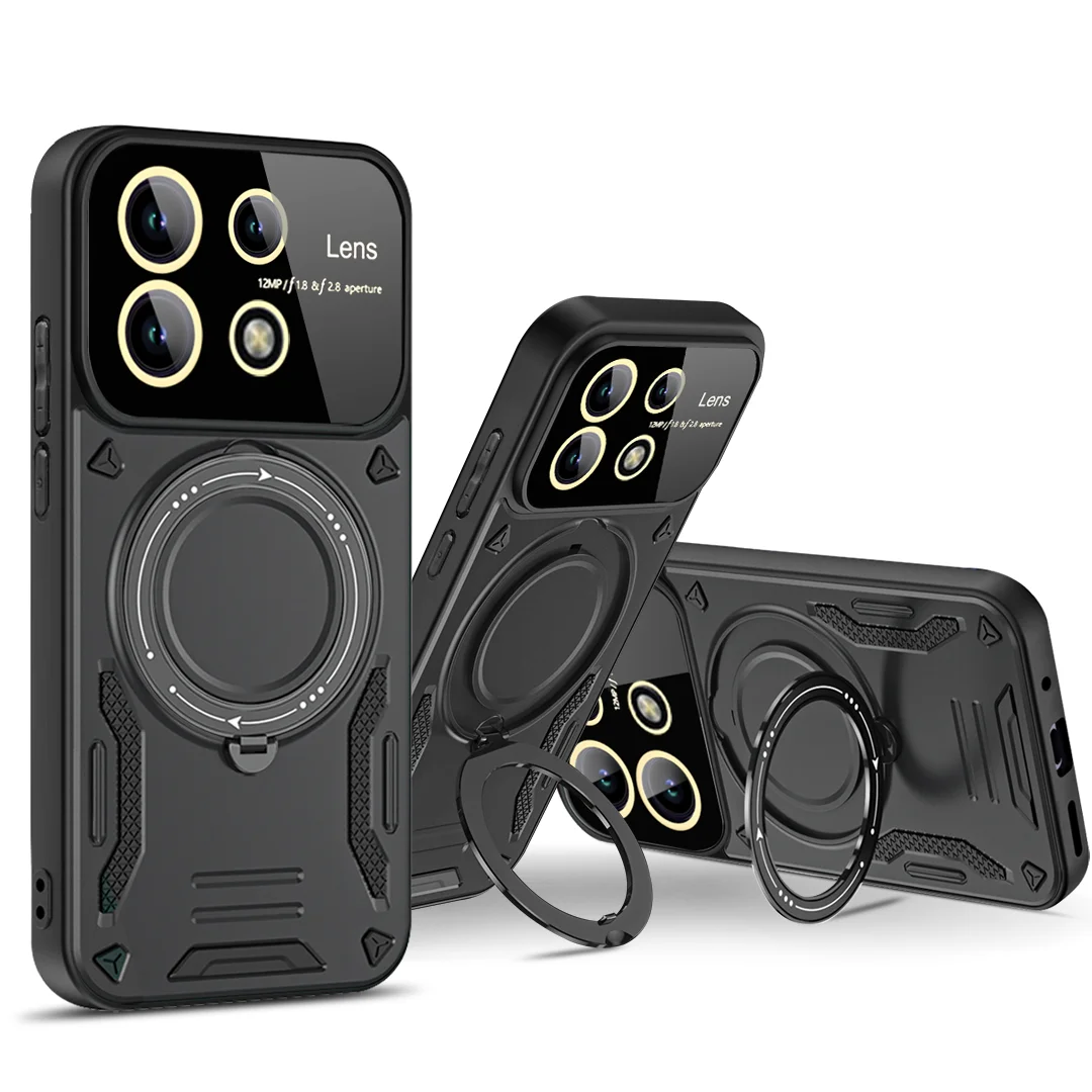 Luxury Armor Magsafe Wireless Charging Case For Redmi Note13 Pro Plus Note 13 4G 5G Magnetic Ring Bracket Bumper Cover