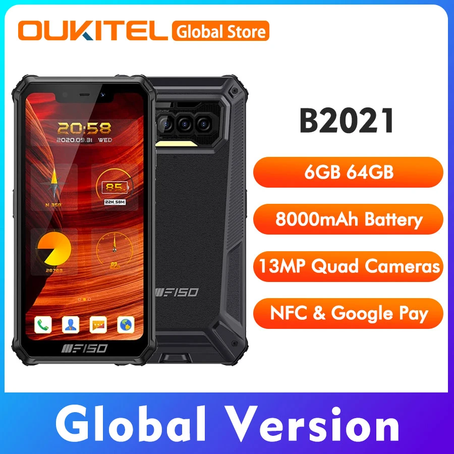 android cell phone F150 B2021 5.86'' HD+ 6GB 64GB IP68/69K SmartPhone 8000mAh Octa Core MediaTek Helio G25 5V/2A 13MP Camera NFC OTG Mobile Phone good cell phone for gaming