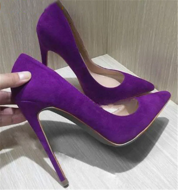 Sexy Solid Suede 12cm Stiletto Heels Pumps Slip-On Pointed Toe High Heels Women office Lady Dress Shoes