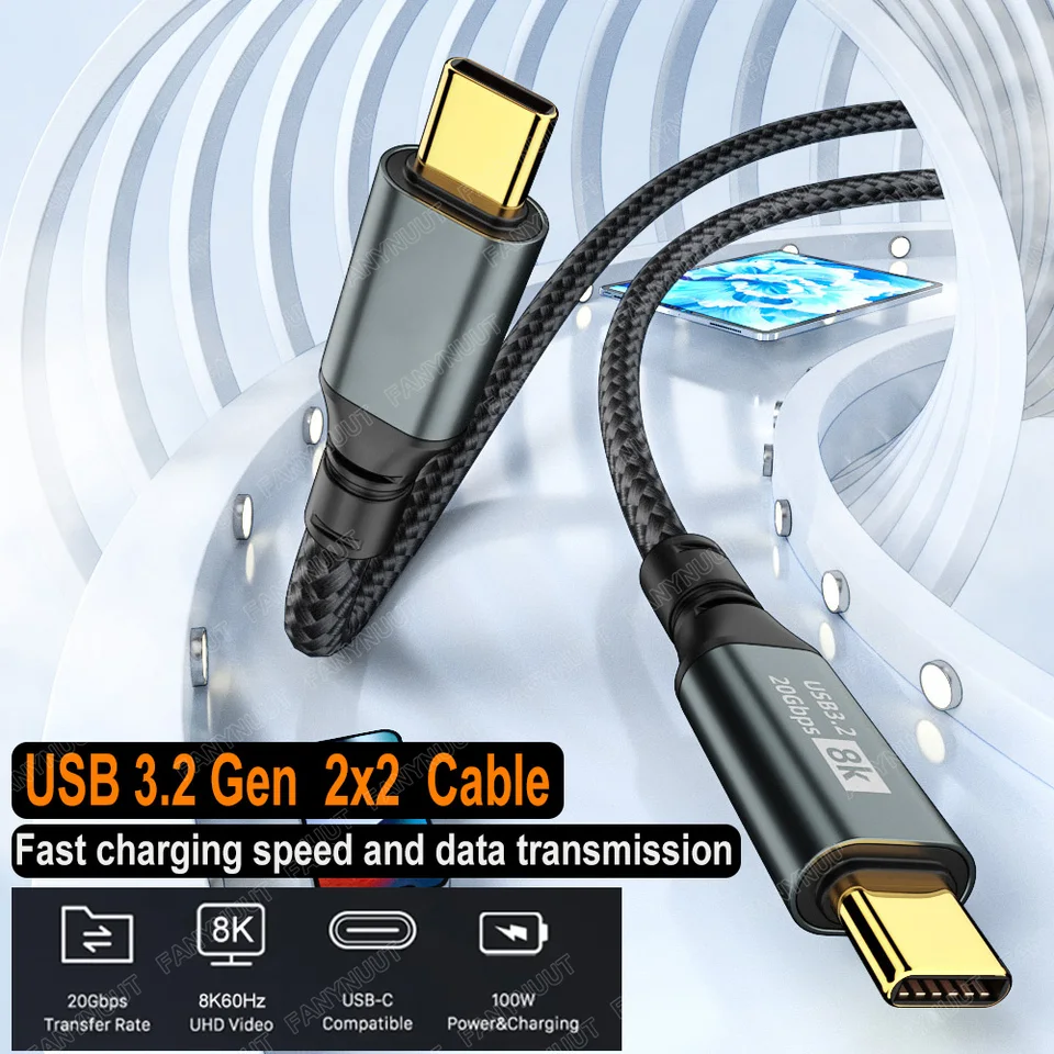 Cablecc Câble USB 3.1 Type C Gen2 mâle vers mâle 100 W avec marqueur E pour Tablette, téléphone et Ordinateur Portable 100cm Cablecc Câble USB 3.1 Type C Gen2 mâle vers mâle 100 W avec marqueur E pour Tablette, téléphone et Ordinateur Portable 100cm