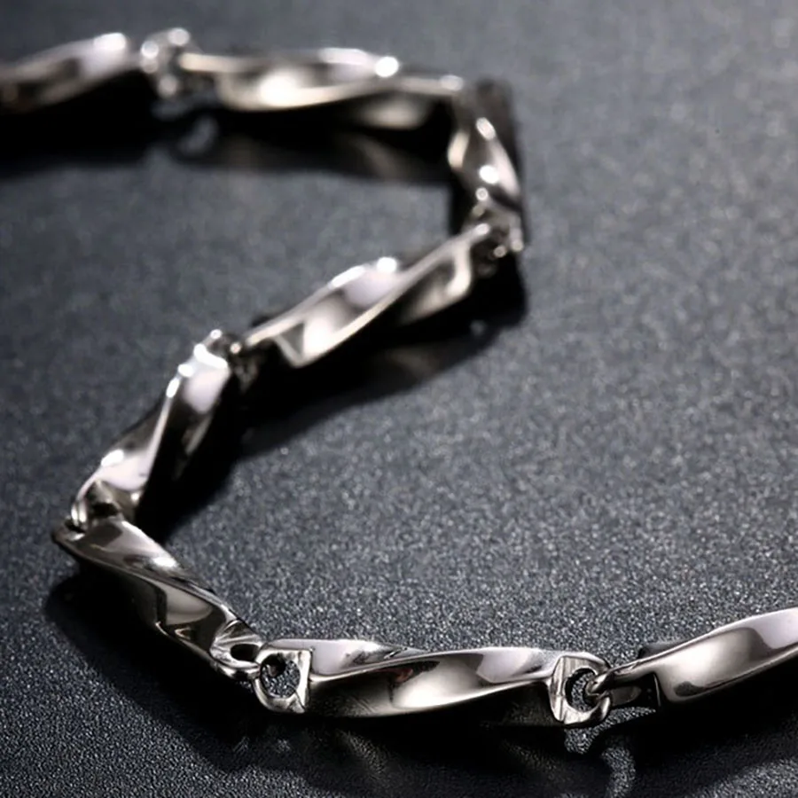 New Stainless Steel Bracelet Men 4 Sizes Available Hiphop Rock Twisted Chain Braslet Leisure Accessories Link Braclet Pulsera