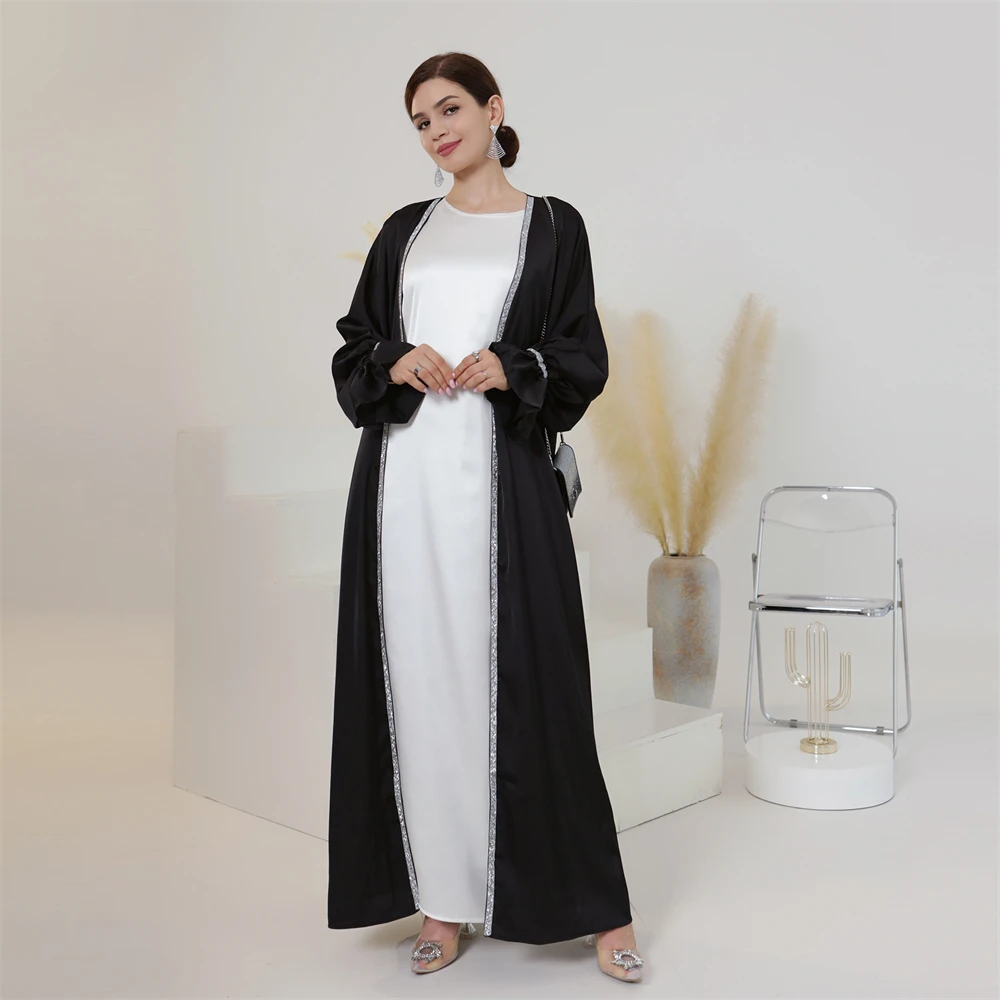 Eid Caftan Party Dress Muslim Women Beading Open Abaya Cardigan Long Maxi Robe Dubai Arabic Kaftan Ramadan Kimono Kaftan Vestido